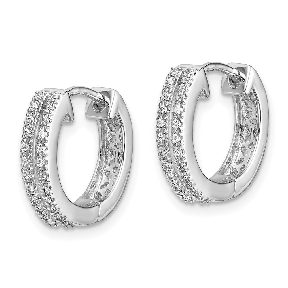 14k White Gold Real Diamond Hinged Round Hoop Earrings EM5381-016-WA
