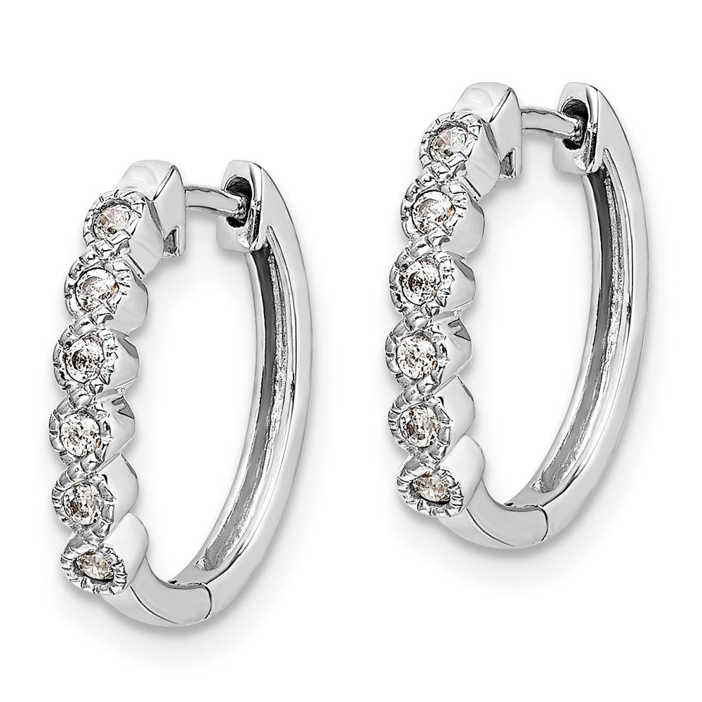 14k White Gold Real Diamond Hinged Hoop Earrings EM5396-013-WA