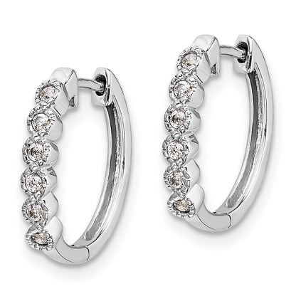 14k White Gold Real Diamond Hinged Hoop Earrings