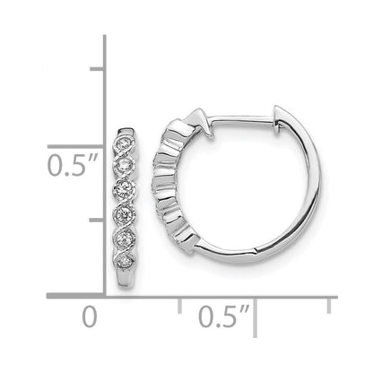 14k White Gold Real Diamond Hinged Hoop Earrings