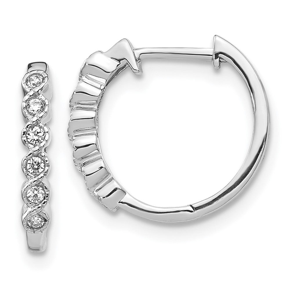 14k White Gold Real Diamond Hinged Hoop Earrings EM5396-013-WA