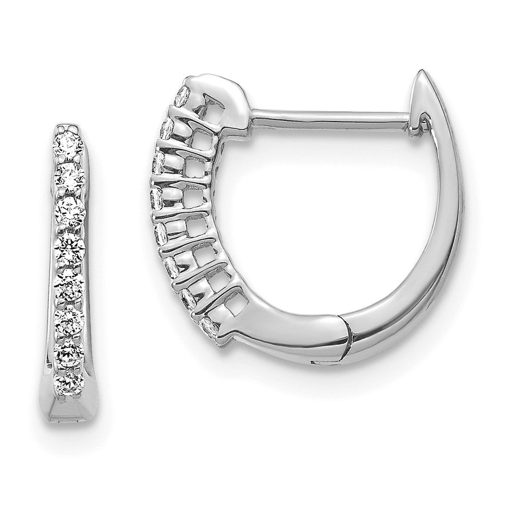 14k White Gold Polished Real Diamond Hinged Hoop Earrings EM5407-016-WA