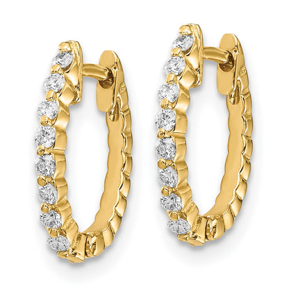14k Yellow Gold Real Diamond Hinged Hoop Earrings
