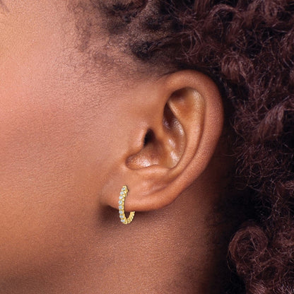 14k Yellow Gold Real Diamond Hinged Hoop Earrings
