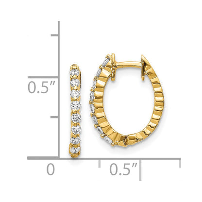 14k Yellow Gold Real Diamond Hinged Hoop Earrings