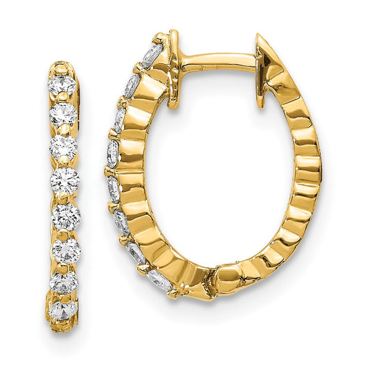 14k Yellow Gold Real Diamond Hinged Hoop Earrings