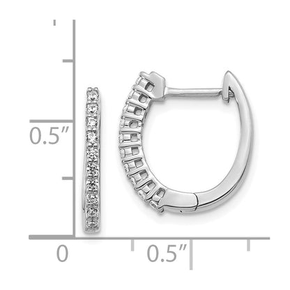 14k White Gold Real Diamond Hinged Hoop Earrings