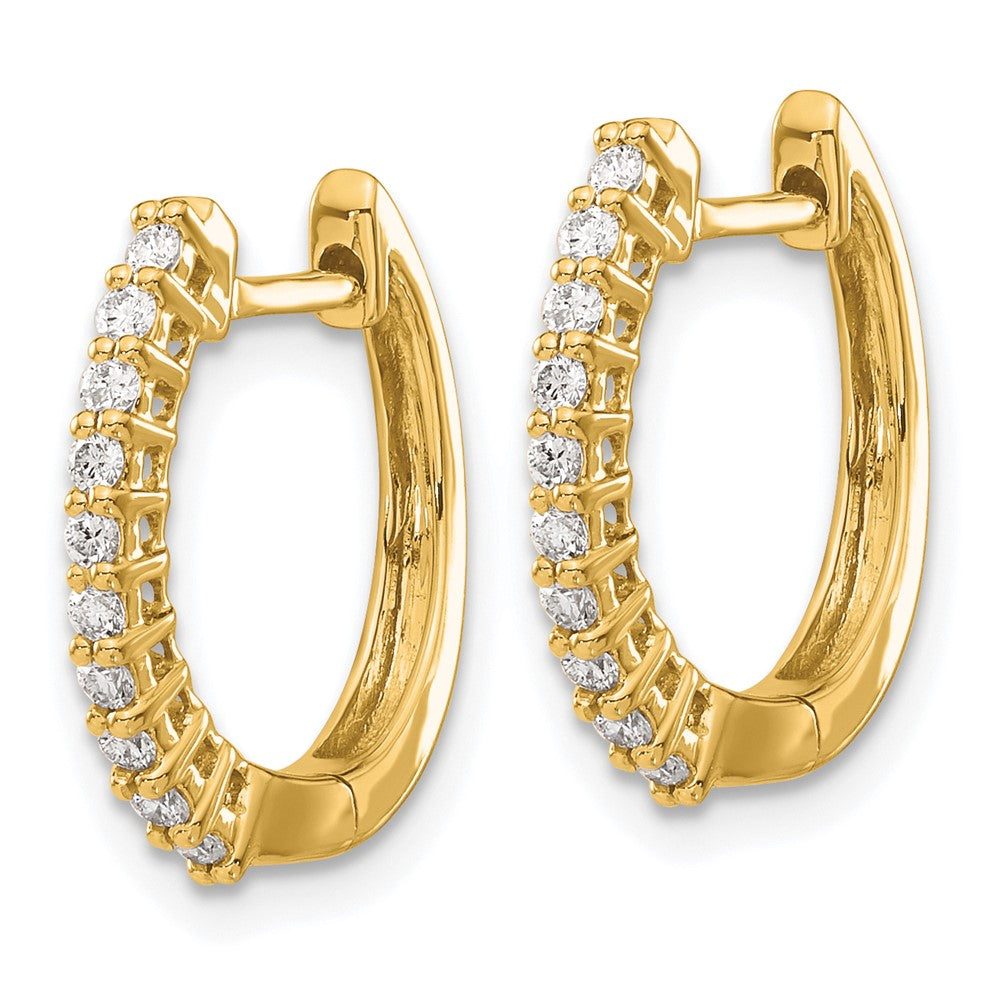 14k Yellow Gold Real Diamond Hinged Hoop Earrings