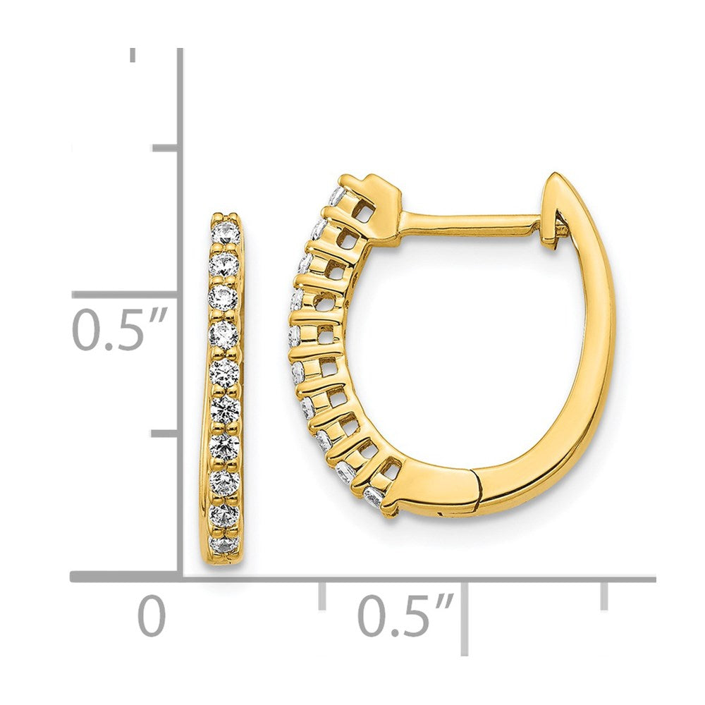 14k Yellow Gold Real Diamond Hinged Hoop Earrings