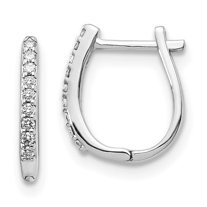 14k White Gold Real Diamond Hinged Hoop Earrings EM5413-010-WA