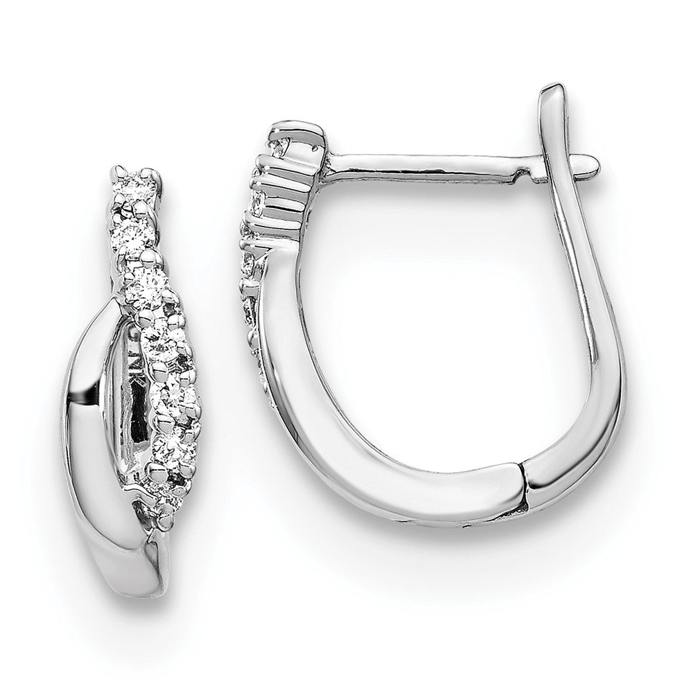 14k White Gold Real Diamond Hinged Earrings EM5414-013-WA