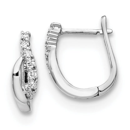 14k White Gold Real Diamond Hinged Earrings