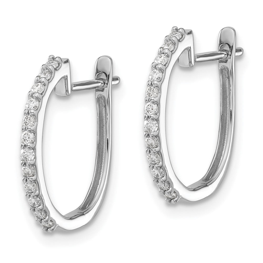 14k White Gold Real Diamond 1.3mm Hinged Hoop Earrings