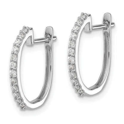 14k White Gold Real Diamond 1.3mm Hinged Hoop Earrings