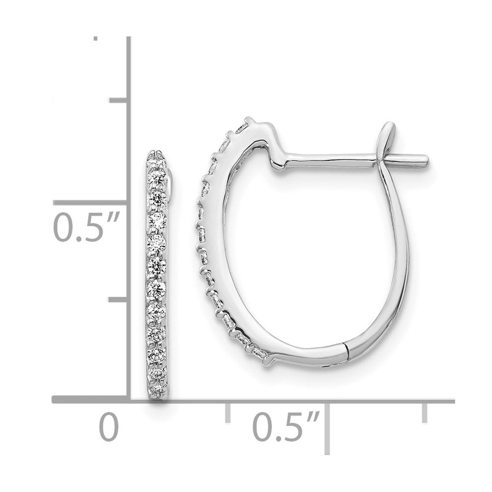 14k White Gold Real Diamond 1.3mm Hinged Hoop Earrings EM5416-020-WA