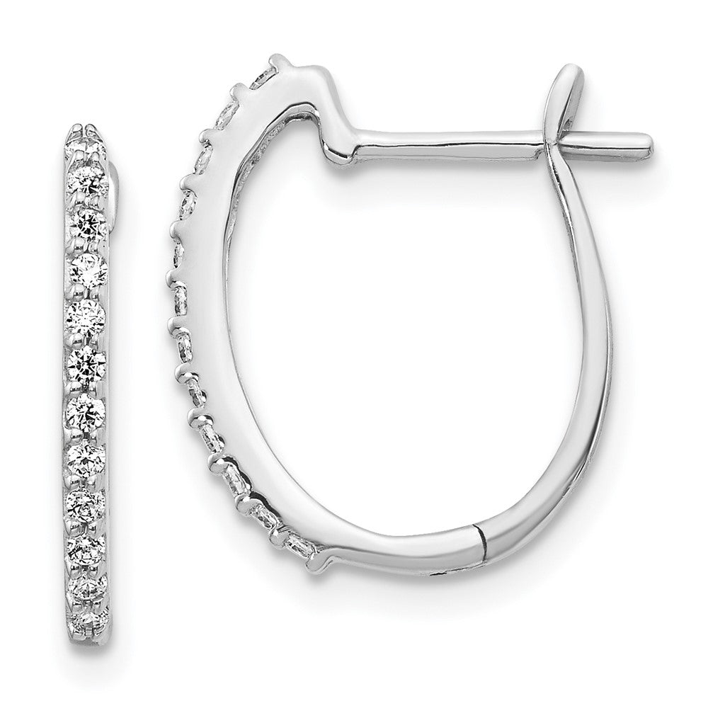 14k White Gold Real Diamond 1.3mm Hinged Hoop Earrings EM5416-020-WA