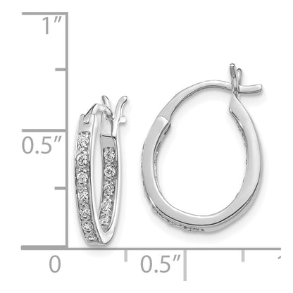 14k White Gold Real Diamond In/Out Hoop Earrings