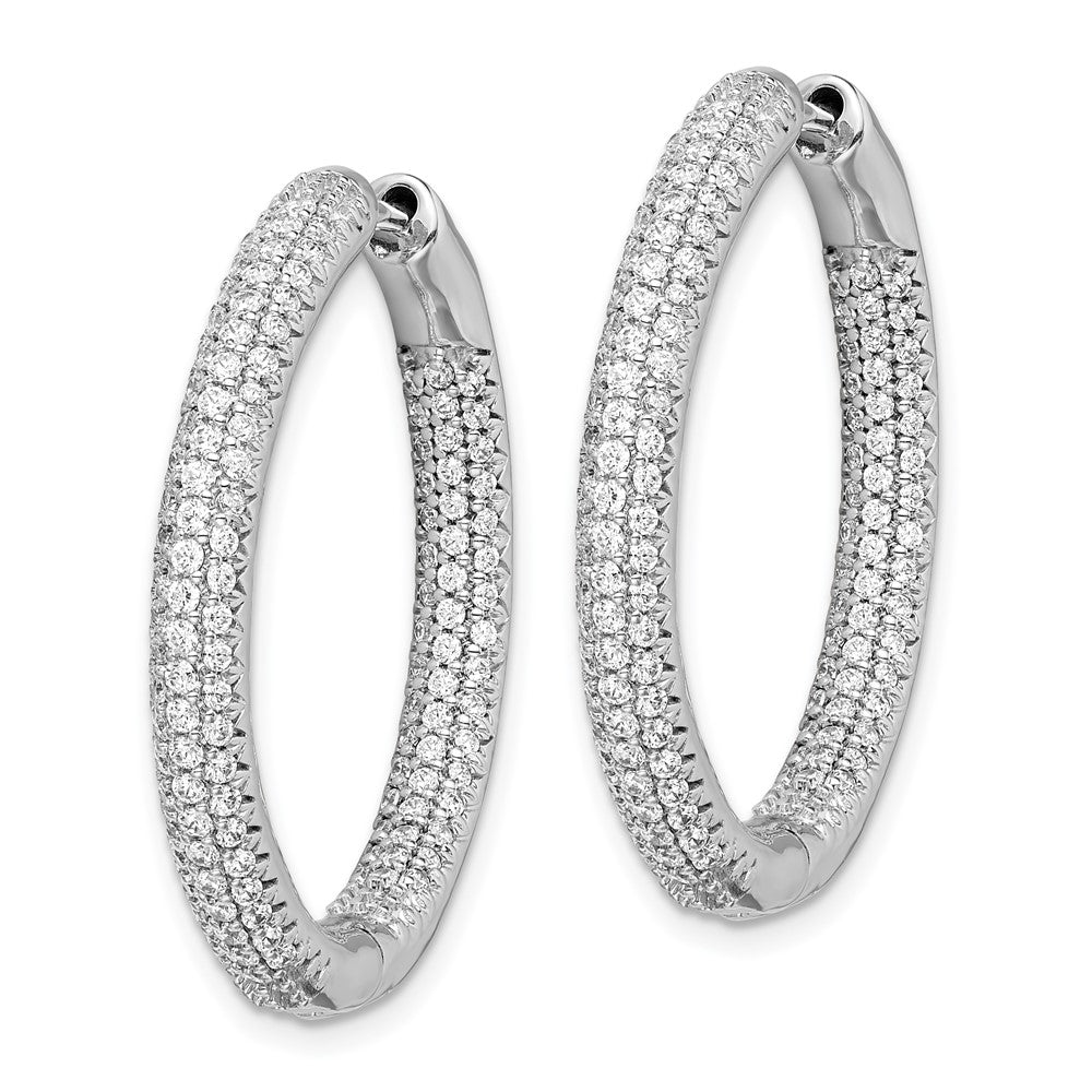 14k White Gold 1 1/2Ctw Hinged Hoop Real Diamond Earrings