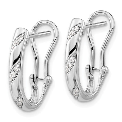 Solid 14k White Gold Simulated CZ Omega BacK Earrings