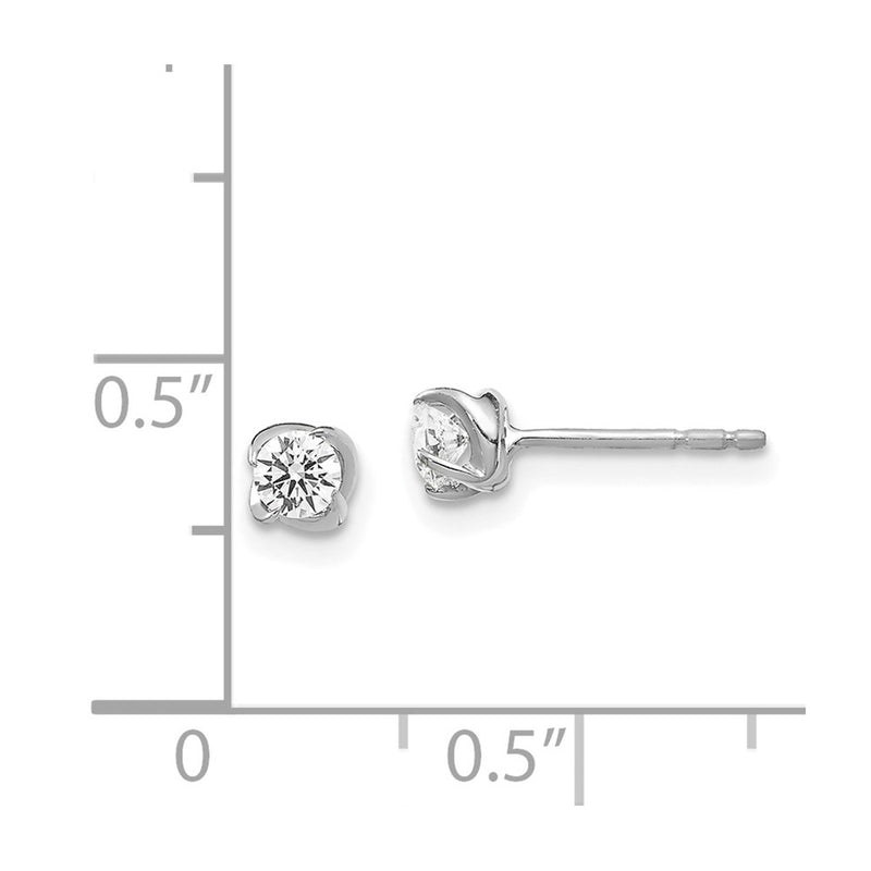 14k White Gold Real Diamond Post Earrings