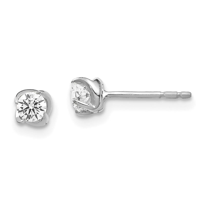 14k White Gold Real Diamond Post Earrings