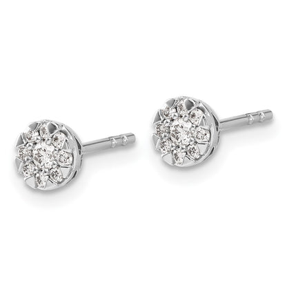 14k White Gold Real Diamond Cluster Earrings