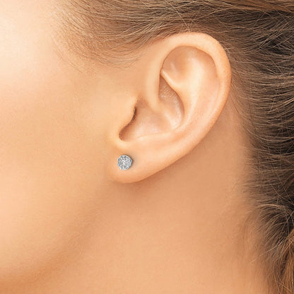 14k White Gold Real Diamond Cluster Earrings