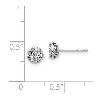 14k White Gold Real Diamond Cluster Earrings