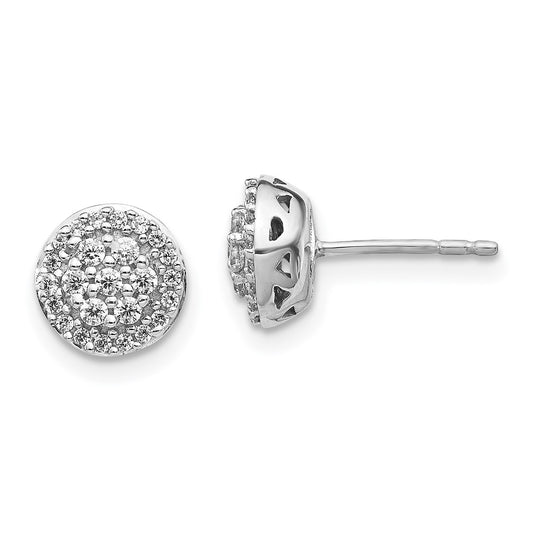 Solid 14k White Gold Simulated CZ Cluster Earrings