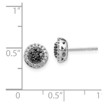 Solid 14k White Gold BlacK/White Simulated CZ Cluster Post Earrings