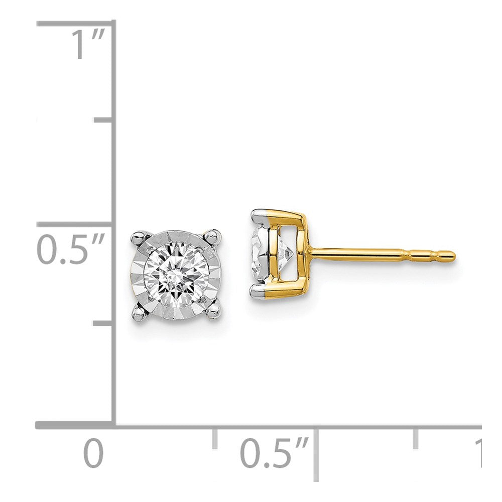 14k Yellow Gold Two-Tone Real Diamond Earrings