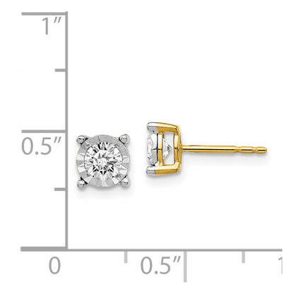 14k Yellow Gold Two-Tone Real Diamond Earrings