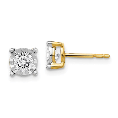 14k Yellow Gold Two-Tone Real Diamond Earrings