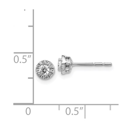 14k White Gold Real Diamond Cluster Post Earrings