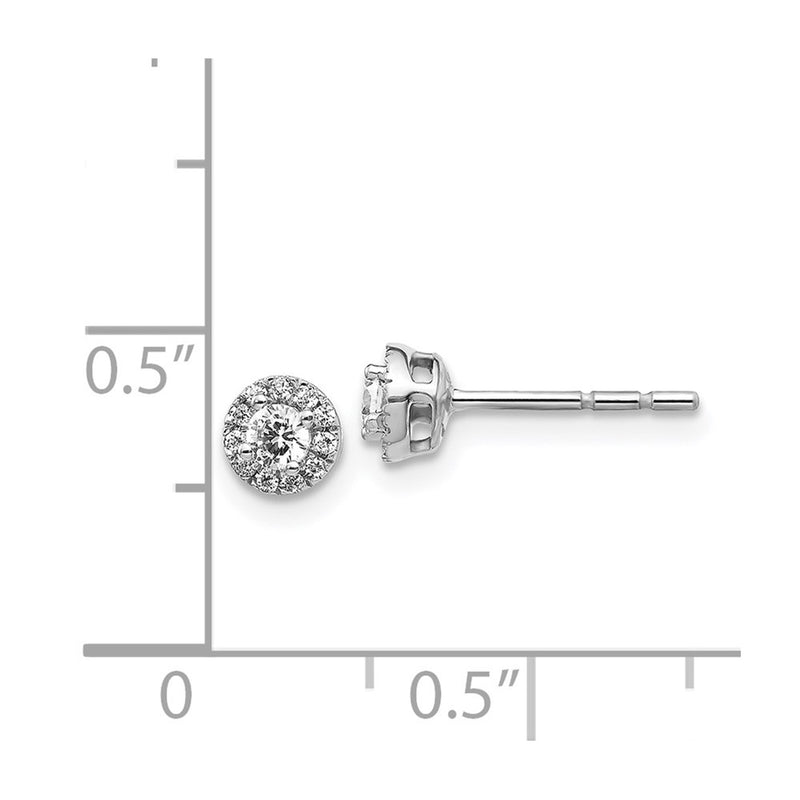 14k White Gold Real Diamond Cluster Post Earrings