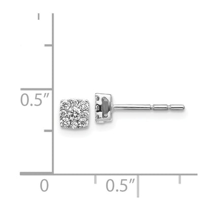 14k White Gold Real Diamond Cluster Post Earrings