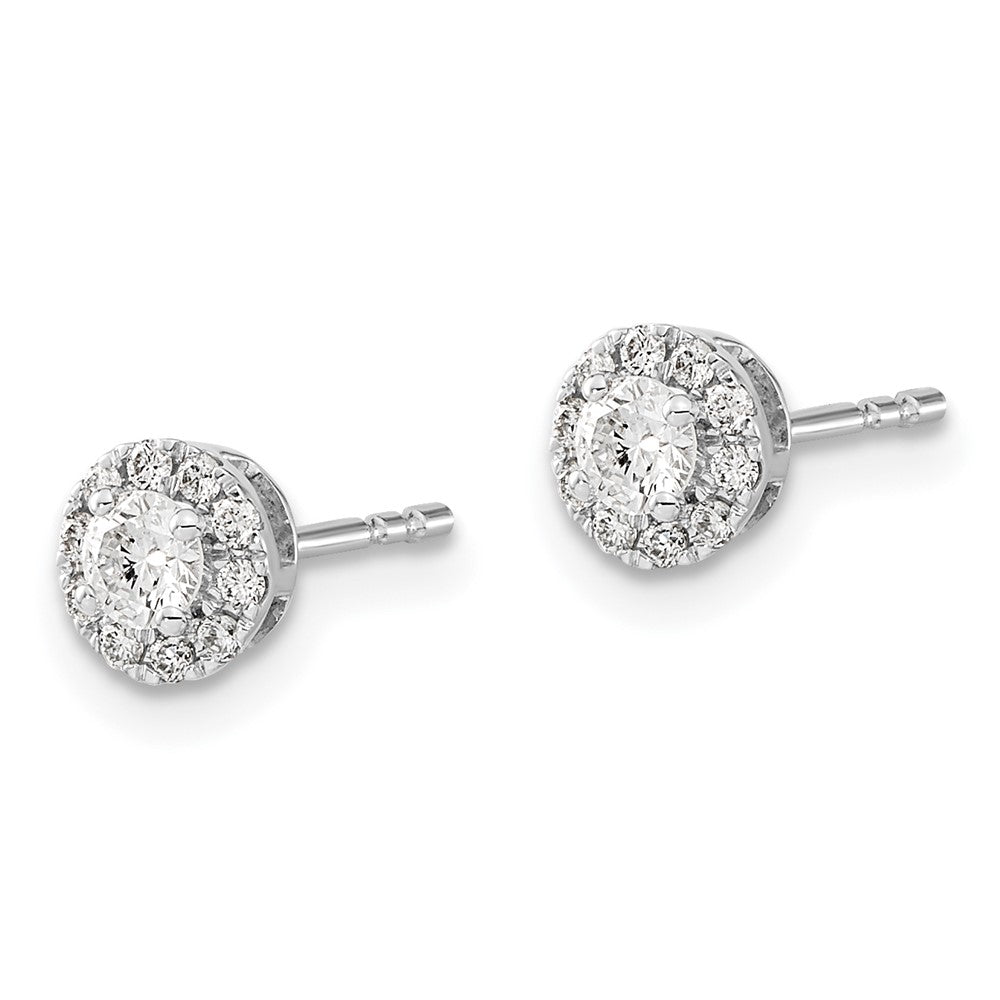 14k White Gold Real Diamond Cluster Post Earrings