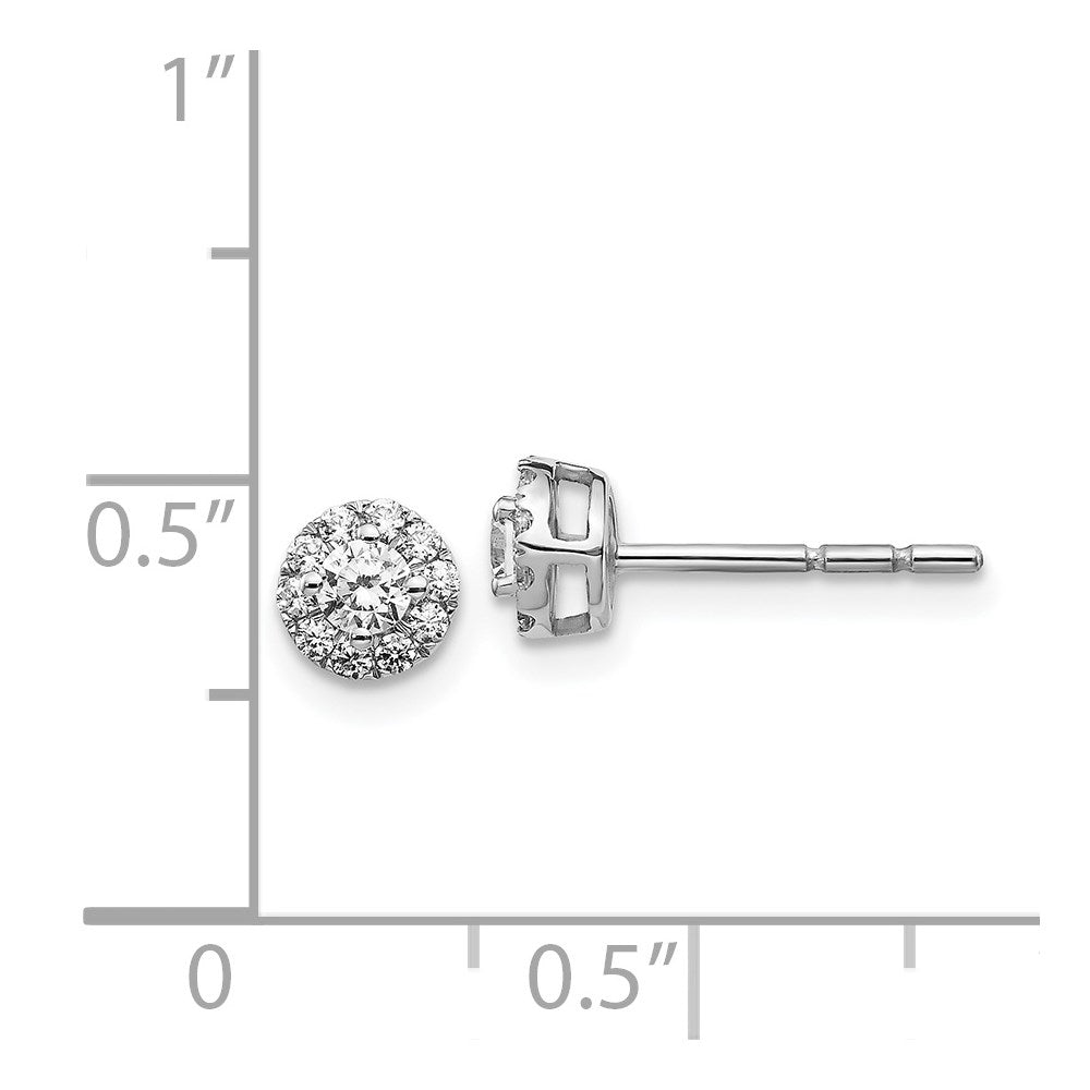 14k White Gold Real Diamond Cluster Post Earrings