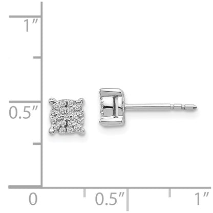 14k White Gold Real Diamond Cluster Post Earrings