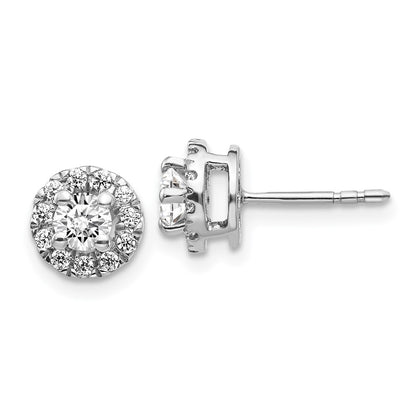 Solid 14k White Gold Simulated CZ Cluster Post Earrings