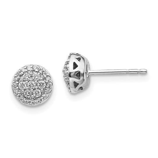 Solid 14k White Gold Simulated CZ Cluster Post Earrings