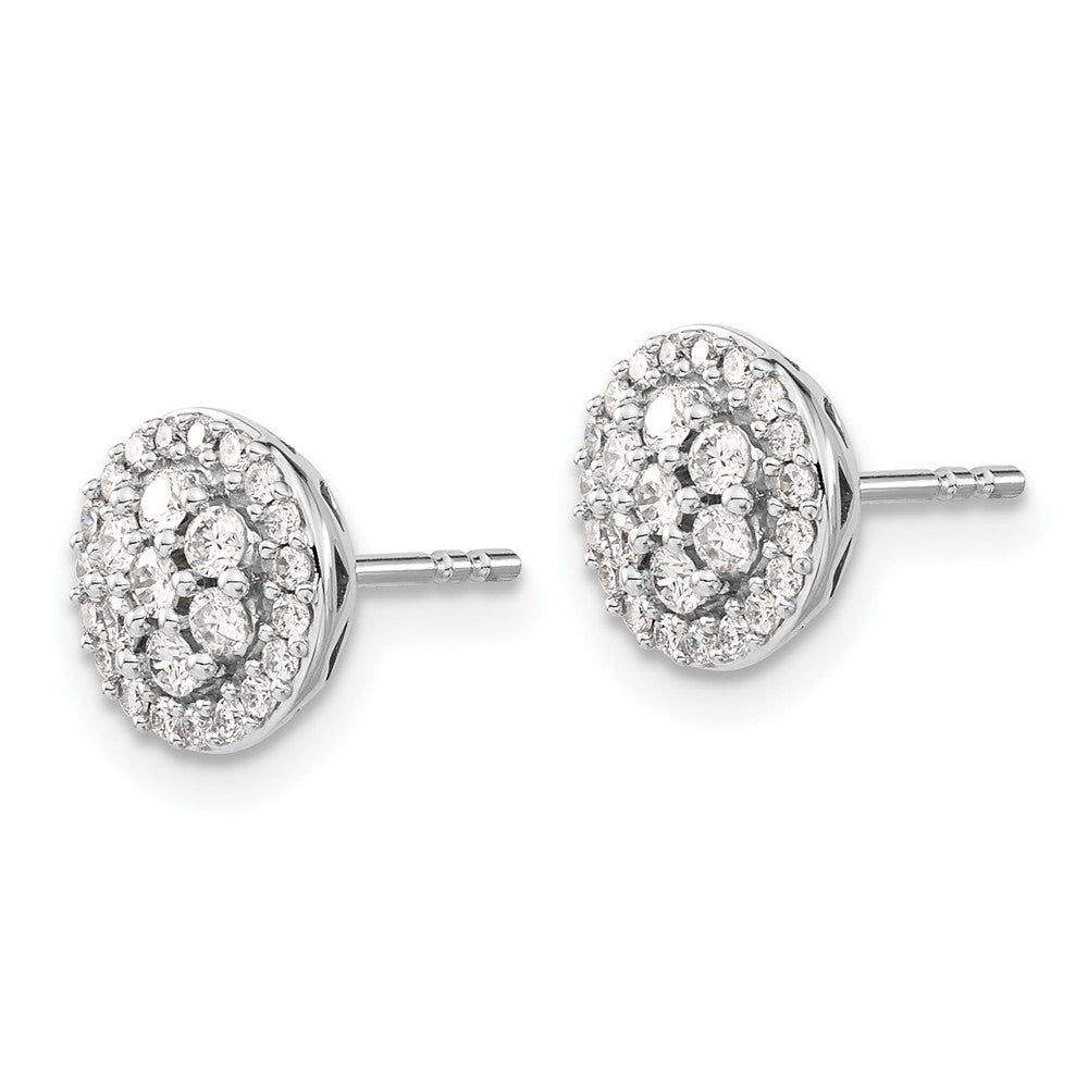 14k White Gold Real Diamond Cluster Post Earrings