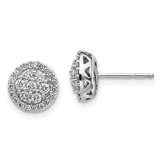 Solid 14k White Gold Simulated CZ Cluster Post Earrings