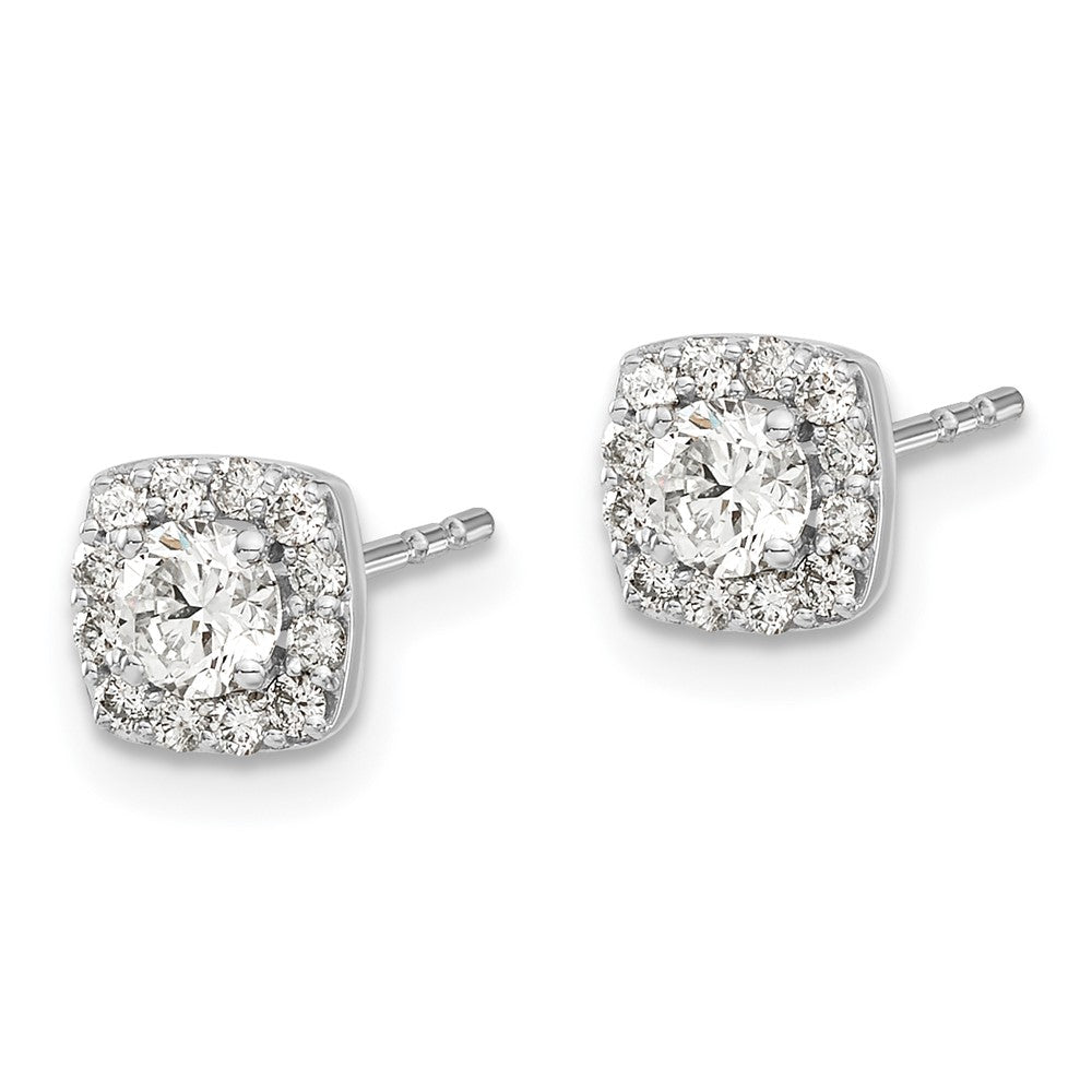 14k White Gold Square Cluster Real Diamond Earrings