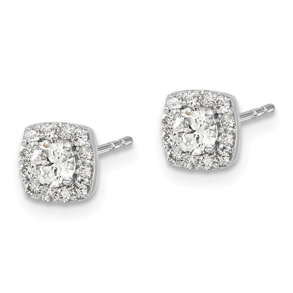 14k White Gold Square Cluster Real Diamond Earrings