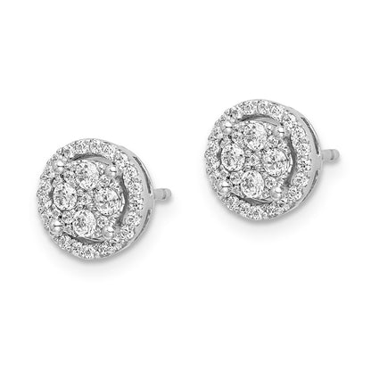 14k White Gold Real Diamond Round Screw Back Post Earrings