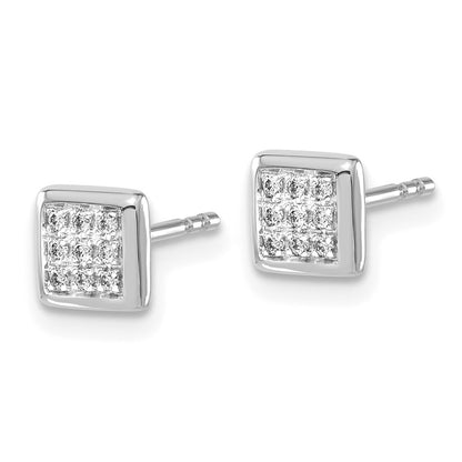 14k White Gold Real Diamond Post Earrings