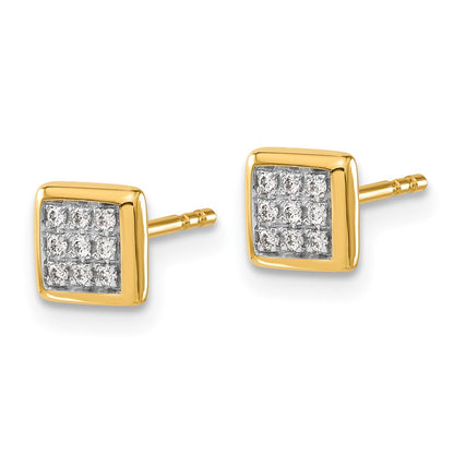 14k Yellow Gold Real Diamond Post Earrings