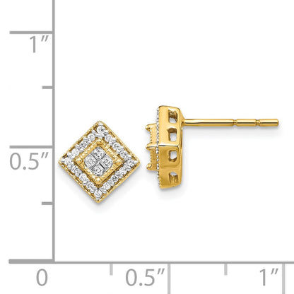14k Yellow Gold Polished Real Diamond Post Earrings
