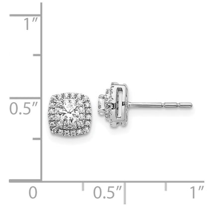 14k White Gold Real Diamond Halo Post Earrings